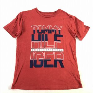 ■トミーヒルフィガー《中古△》TOMMY HILFIGER ロゴ入り 半袖 Tシャツ 140cm 赤