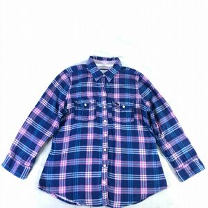 //■【Abercrombie&Fitch】アバクロンビーアンドフィッチ/8分袖 ネルシャツ[M]青×ピンク《やや美品》/