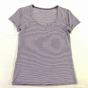 ■【Wacoal】ワコール/レディース/半袖 Tシャツ[M]白×紫《美品》/