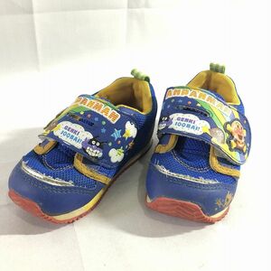 *[ Anpanman ] Kids man velcro sneakers ( blue ) ( yellow ) 13cm { used ^} postage 350 jpy ( shoes )