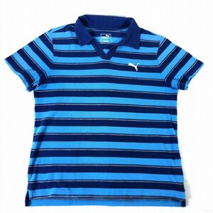 # Puma PUMA{ прекрасный товар } окантовка рисунок Skipper рубашка-поло с коротким рукавом L синий пепел 