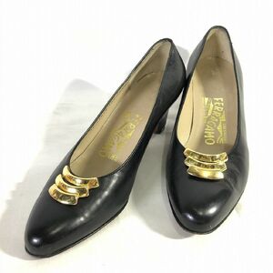 ■【Salvatore Ferragamo】サルヴァトーレ・フェラガモ/パンプス[23.0cm]黒《訳あり》/E5