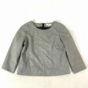 ★【PERSON’S】ANCHOR WOMAN レディース 七分袖 グレンチェック柄 セットアップ スーツ ひざ丈 スカート (灰) XS 《やや美品》送料185円