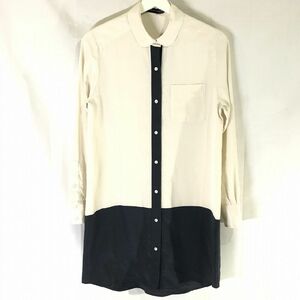 ■【GREEN LABEL RELAXING】グユナイテッドアローズ バイカラー 長袖 シャツワンピース[M-Lサイズ相当]アイボリー《美品》