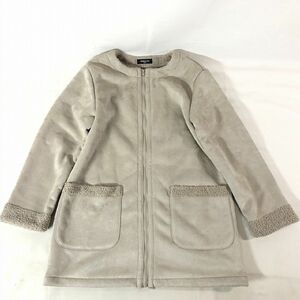 ★【コムサイズム(COMME CA ISM)】キッズ 女の子 長袖 ジップアップ フェイク ムートン ジャケット (灰) 150A 《美品》