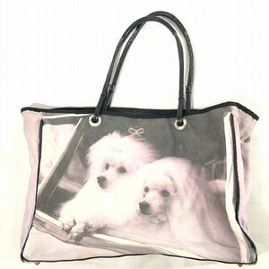 ANYA HINDMARCH アニヤハインドマーチ トートバッグ イヌ いぬ 犬 ワンちゃん 柄 白 黒 中古