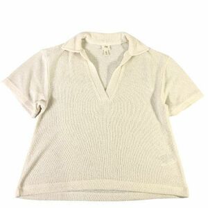 ■【H&M】エイチアンドエム/半袖　サマーニット　チュニック[S]白《美品》/