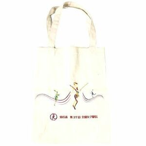 ★【レディース 第37回 皇后盃 全国 女子駅伝 記念品 刺繍入り トートバッグ (白) (赤) 《未使用》送料185円】