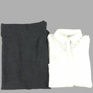 ■GU《美品》Vネックキャミソールワンピース&レースシャツ Sサイズ ２点セット 灰白
