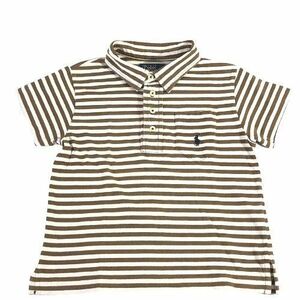 ■本物【Polo by Ralph Lauren】ラルフローレン/半袖　ボーダー柄　ポロシャツ[3/3T　100cm相当]茶《中古△》/