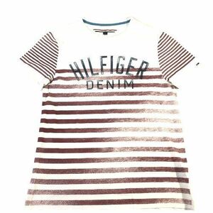 ■【TOMMY HILFIGER】トミーヒルフィガー/半袖　ボーダー柄　Tシャツ[M]紺《美品》/