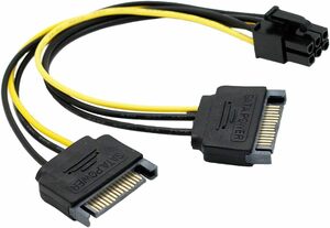 2X SATA 15 pin-6 pin PCIe 【3本セット】6ピンPCIe-デュアルSATA電源ケーブル、2X SATA-6