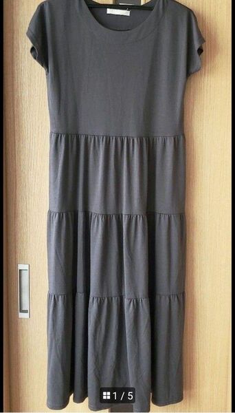 【タグ付き新品未使用】フリーサイズ フレンチ袖切り替えワンピース