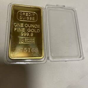 金貨長方形 スイスCREDITSUISSE /インゴット記念金貨コイン・GOLD 31.7g 24kgp Gold Plated ケース付きの画像2