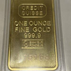 金貨長方形 スイスCREDITSUISSE /インゴット記念金貨コイン・GOLD 31.7g 24kgp Gold Plated ケース付きの画像1