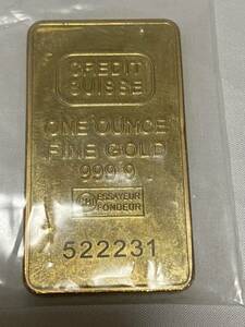 インゴット　/ スイスCREDITSUISSE　/記念金貨コイン・金貨バー長方形 GOLD 32gシリアルナンバー入り24kgp Gold Plated 