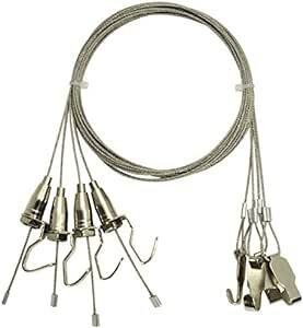 starPG ステンレス ピクチャー ワイヤー 吊り下げ 金具 自在フック 汎用 ピクチャーレール用 4本 (1.5mm×1.5m