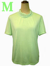 半袖　フリルネック　Tシャツ　トップス　ライムグリーン　Mサイズ　新品未使用_画像1