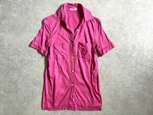  Italy made *CELINE*asido pink. horse car embroidery. design polo-shirt Celine high brand super brand Vintage a- kai vu
