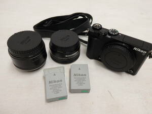 kd45) Nikon 1 J5 double lens kit Black used * charger lack of 