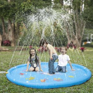  fountain mat air pump diameter 150cm fountain pool child pool home use playing in water toy vinyl pool summer measures garden shower Kids pool parent . playing 