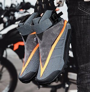 新品 ライディングシューズ メンズ バイクシューズ バイクブーツ スニーカー オートバイ用 靴 通気性 耐磨耗性 滑り止め グレー 27CM