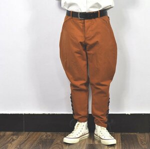 職人手作り 綿97% ジョッパーズパンツ 乗馬ズボン メンズ 大きいサイズ カーゴパンツ カジュアル オレンジ色 XL