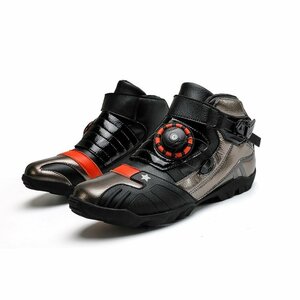 オートバイ ブーツ バイク用靴 バイクブーツ ライディングシューズ 保護 メンズ カジュアル 反射 通気性 耐磨耗性 滑り止め グレー 24cm