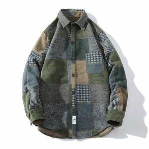 ニットジャケット 大人 レトロ Gジャン メンズ アウター 長袖 綿 ワークジャケット 春秋服 キレイめ ジージャン ブルー XL