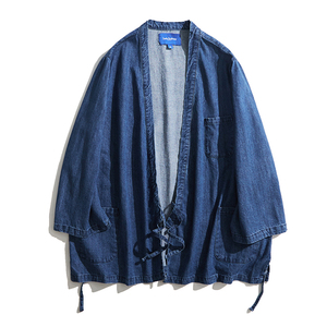 アメカジ デニムフィッシィング シャツカ バーオール ジャケット 天然藍 剣道着 綿100% ワークジャケット 薄手