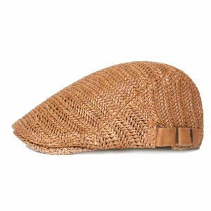 レトロ ハット 帽子 ベレー帽 編む ハンチング メンズ レディース カーキ 通気性 頭囲56~58cm