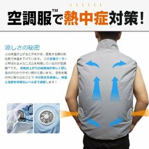 空調服 作業着 扇風機付きベスト 空調服ベスト 作業服 ファン付き 3段階風量調節 夏 猛暑 熱中症対策 農作業 暑さ対策 S～3XL_画像2