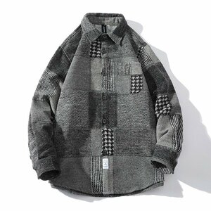 ニットジャケット 大人 レトロ Gジャン メンズ アウター 長袖 綿 ワークジャケット 春秋服 キレイめ ジージャン グレー XL