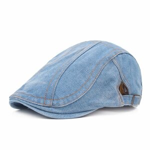 レトロ デニムハット ハンチング 帽子 ベレー帽 キャップ メンズ レディース ユニセックス ブルー 55~60CM