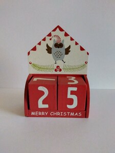木製　ブロック　カレンダー　置物　インテリア　ふくろう　クリスマス　ウッド　サイコロ型　雑貨　キューブ