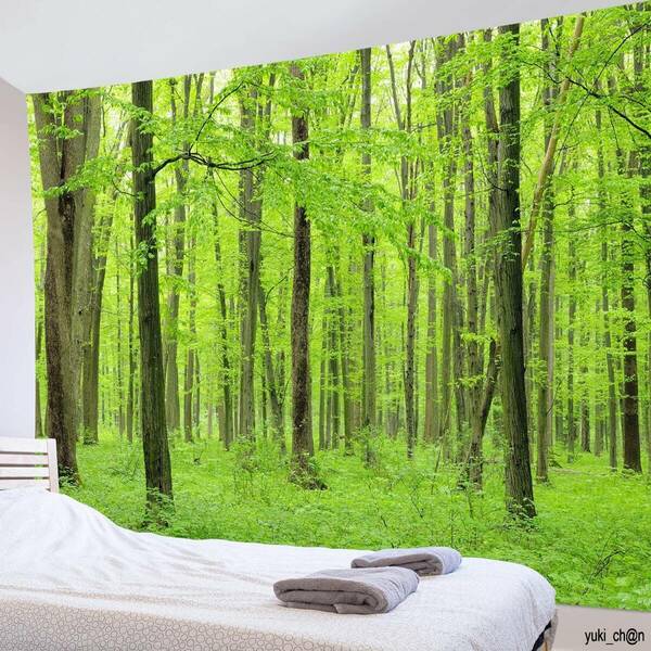タペストリー 癒しの緑の森 インテリア 多機能壁掛け 風景写真タペストリー おしゃれ モダン 模様替え 部屋 窓カーテン 新居祝 200ｘ150cm
