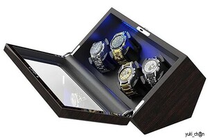  заводящее устройство сосна . кожа цвет наручные часы самозаводящиеся часы контейнер часы Winder 4шт.@LED с подсветкой сделано в Японии Mabuchi motor для мужчин и женщин 