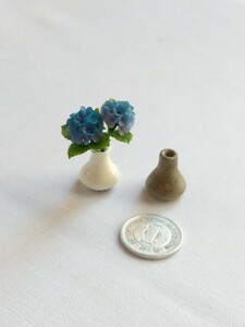 mame flower vase 2 piece purple . flower hydrangea blue European style Japanese style .. miniature the first summer legume pot doll house Licca-chan miniature flower dollhouse