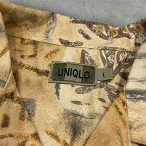80s OLD UNIQLO アロハシャツ レーヨン 100% 初期 緑タグ オールド ユニクロ シングルステッチ 開襟 シャツ 総柄 ヴィンテージ Vintage_画像1