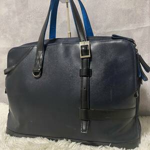 1円 ランバンオンブルー LANVIN on BLUE トートバッグ ビジネスバッグ ブリーフケース 本革 レザー ネイビー 大容量 