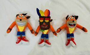 新品未使用 26cm クラッシュバンディクー Crash Bandicoot ぬいぐるみ 3体セット ウカウカ フィギュア