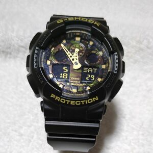 カシオ Gショック CASIO G-SHOCK 腕時計 アナデジ クォーツGA100CF カモフラ ブラック