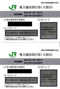 * East Japan . customer railroad (JR East Japan ) stockholder hospitality discount ticket 2 sheets *