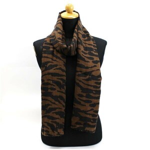 52172 Furla cashmere large size stole Zebra pattern Brown × black 181×70 centimeter used AB rank FURLA