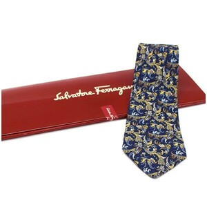 51614 サルバトーレ フェラガモ 未使用 シルク ネクタイ 中古 Sランク SALVATORE FERRAGAMO ｜