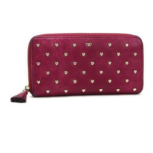 42698 Anya Hindmarch round fastener long wallet pink used B rank ANYA HINDMARCHl