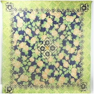 54255ji van si. scarf floral print navy × light green used AB rank GIVENCHY | lady's for women 