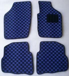 VW Polo 9NB series right H. for new goods floor mat check pattern black × blue 