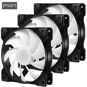 白いLED CPUファン静音 PWM 3本1セットSR12-BW4-3 冷却ファン 4-Pin接続 120mm PCケースファン 