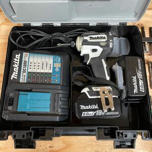 makita マキタ 充電式インパクトドライバー TD171DRGXW ホワイト 白 18V 6.0Ah バッテリー2個 充電器 ビット ケース付 中古品☆郵の画像2